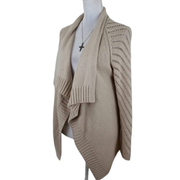 NYDJ Chunky Open Front Cardigan Sweater Womens Size XS Wool Blend Beige. - Picture 9 of 11